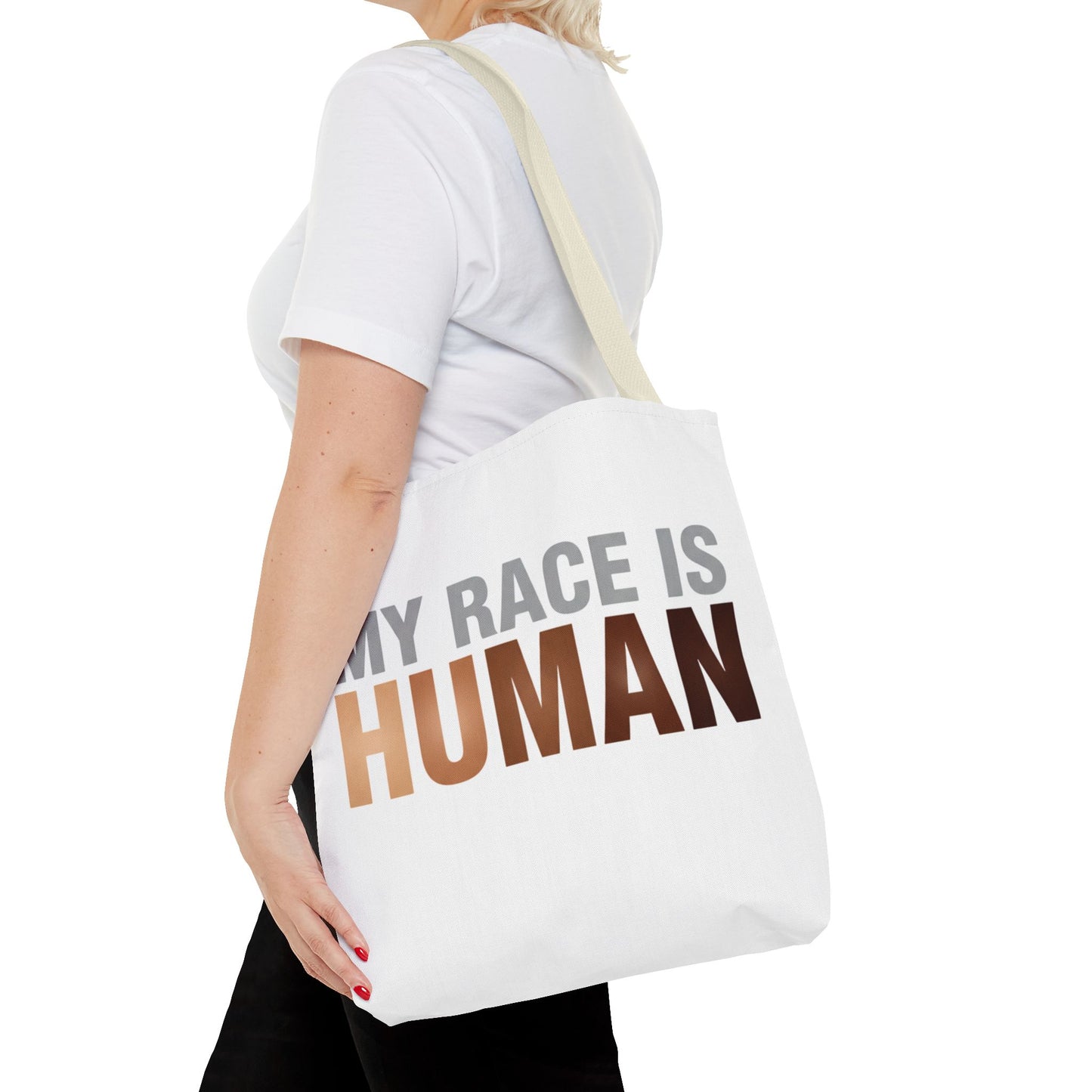 My Race Is Human Tote Bag — Refined Unity Statement (Gradient Edition)