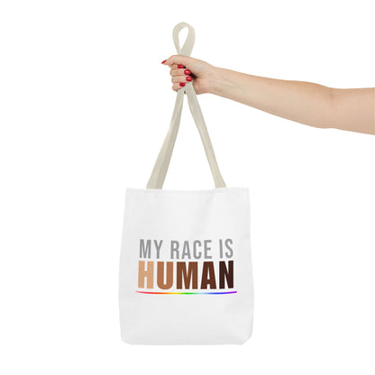 My Race Is Human Tote Bag – Equality, Unity & Diversity Canvas Tote