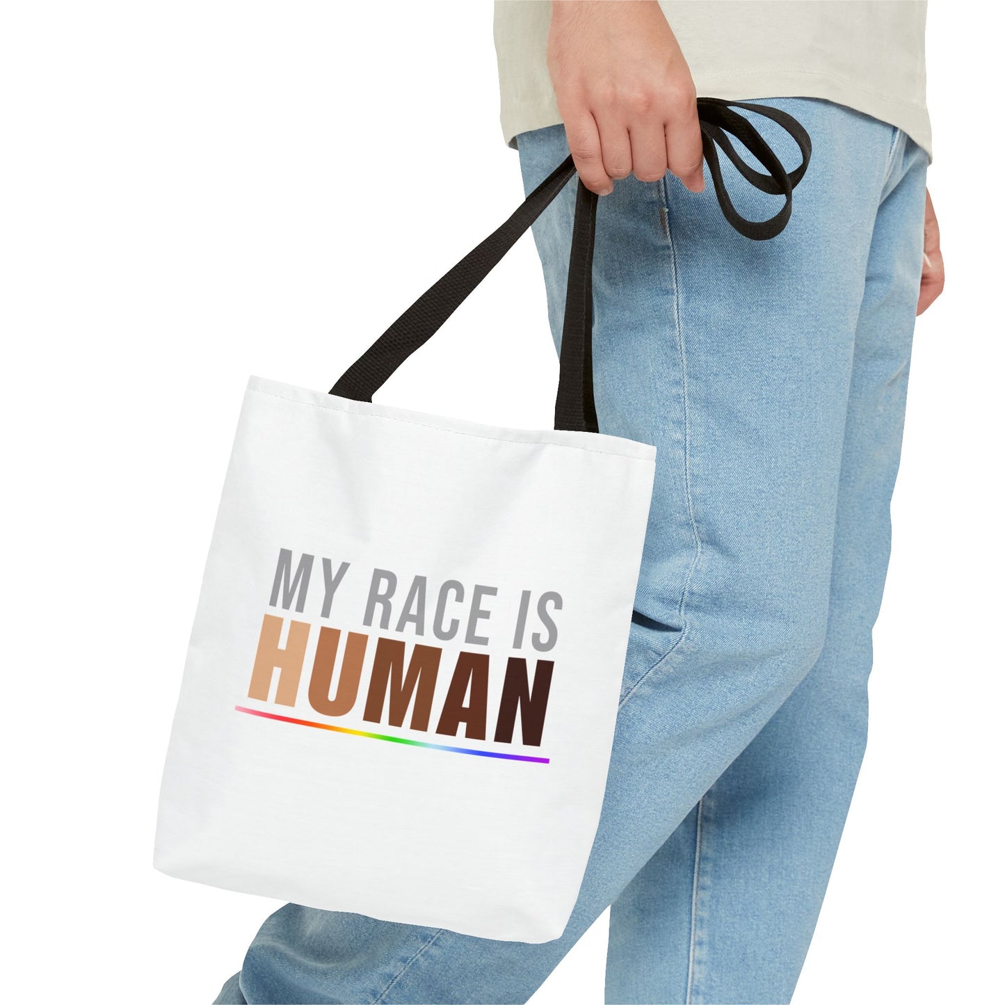 My Race Is Human Tote Bag – Equality, Unity & Diversity Canvas Tote