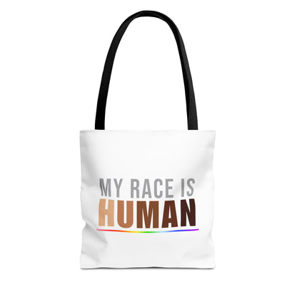 My Race Is Human Tote Bag – Equality, Unity & Diversity Canvas Tote