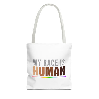 My Race Is Human Tote Bag – Equality, Unity & Diversity Canvas Tote
