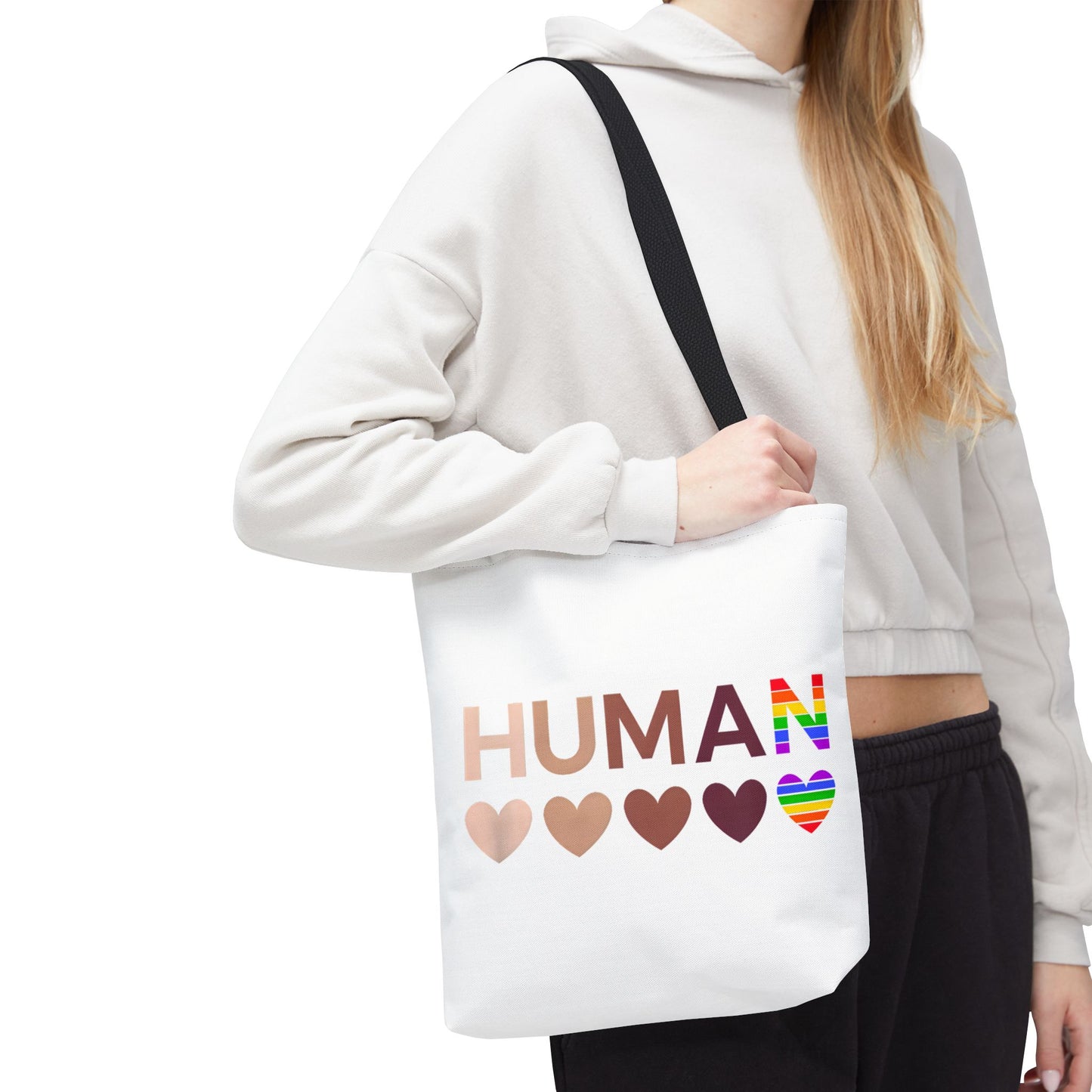 Human Unity Hearts Tote Bag — Refined Inclusive Statement (Gradient Edition)