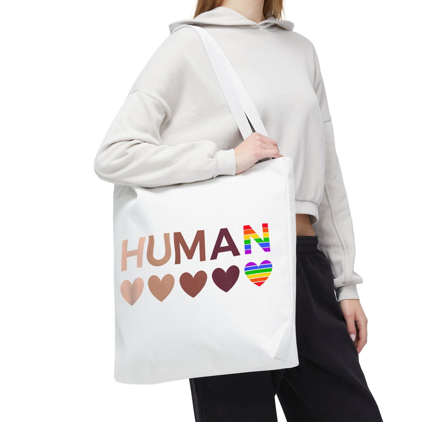 Human Unity Hearts Tote Bag — Refined Inclusive Statement (Gradient Edition)