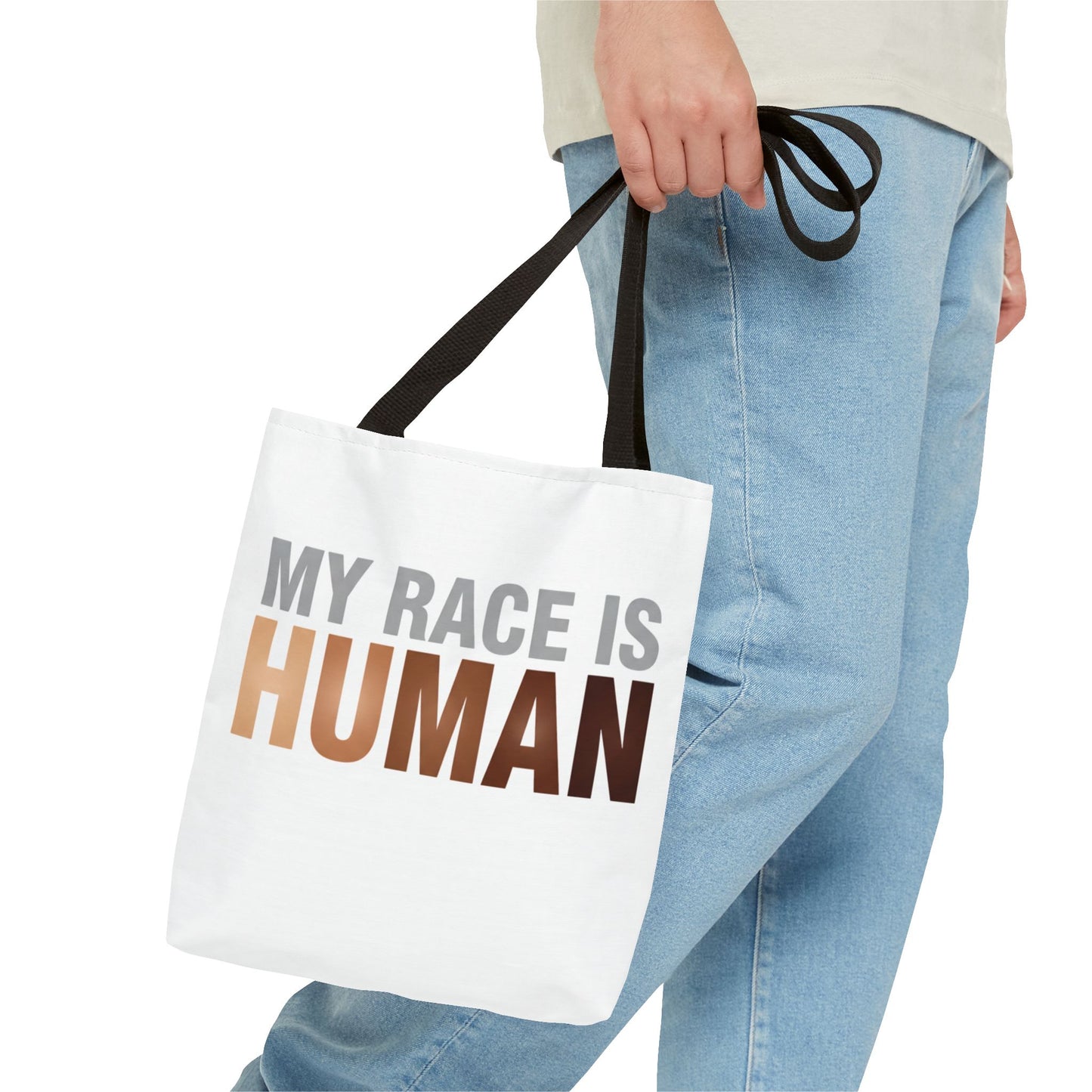 My Race Is Human Tote Bag — Refined Unity Statement (Gradient Edition)