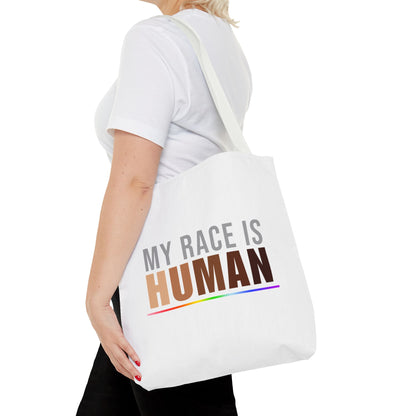 My Race Is Human Tote Bag – Equality, Unity & Diversity Canvas Tote