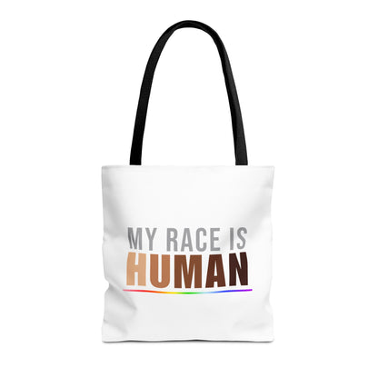 My Race Is Human Tote Bag – Equality, Unity & Diversity Canvas Tote