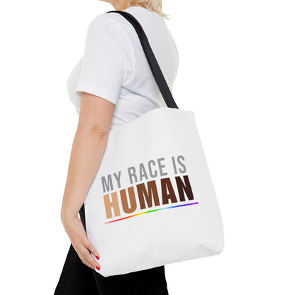 My Race Is Human Tote Bag – Equality, Unity & Diversity Canvas Tote