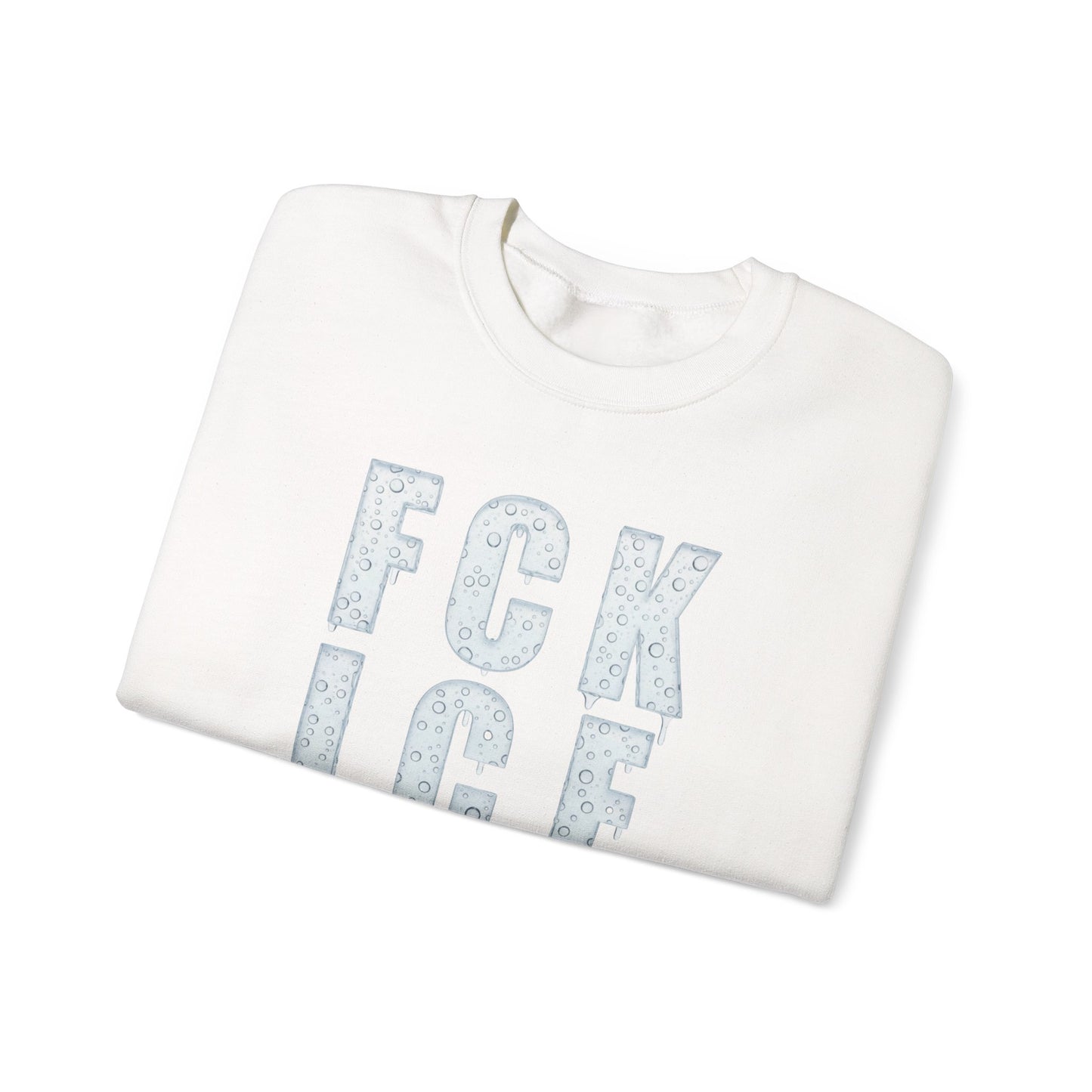 Crewneck Sweatshirt — 'FCK ICE' Distressed Iceberg Graphic