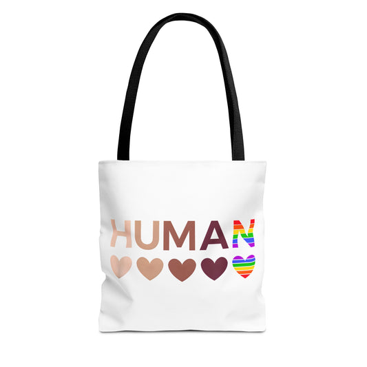Human Unity Hearts Tote Bag — Refined Inclusive Statement (Gradient Edition)