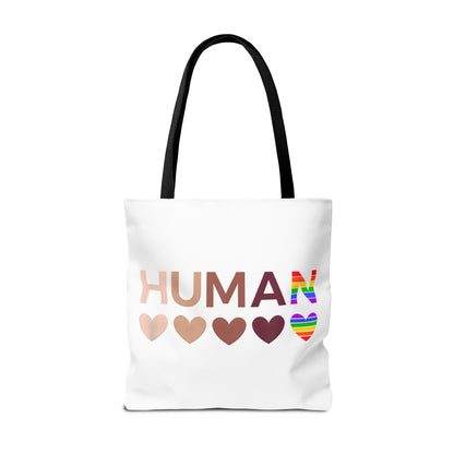 Human Unity Hearts Tote Bag — Refined Inclusive Statement (Gradient Edition)