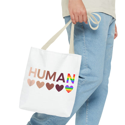 Human Unity Hearts Tote Bag — Refined Inclusive Statement (Gradient Edition)