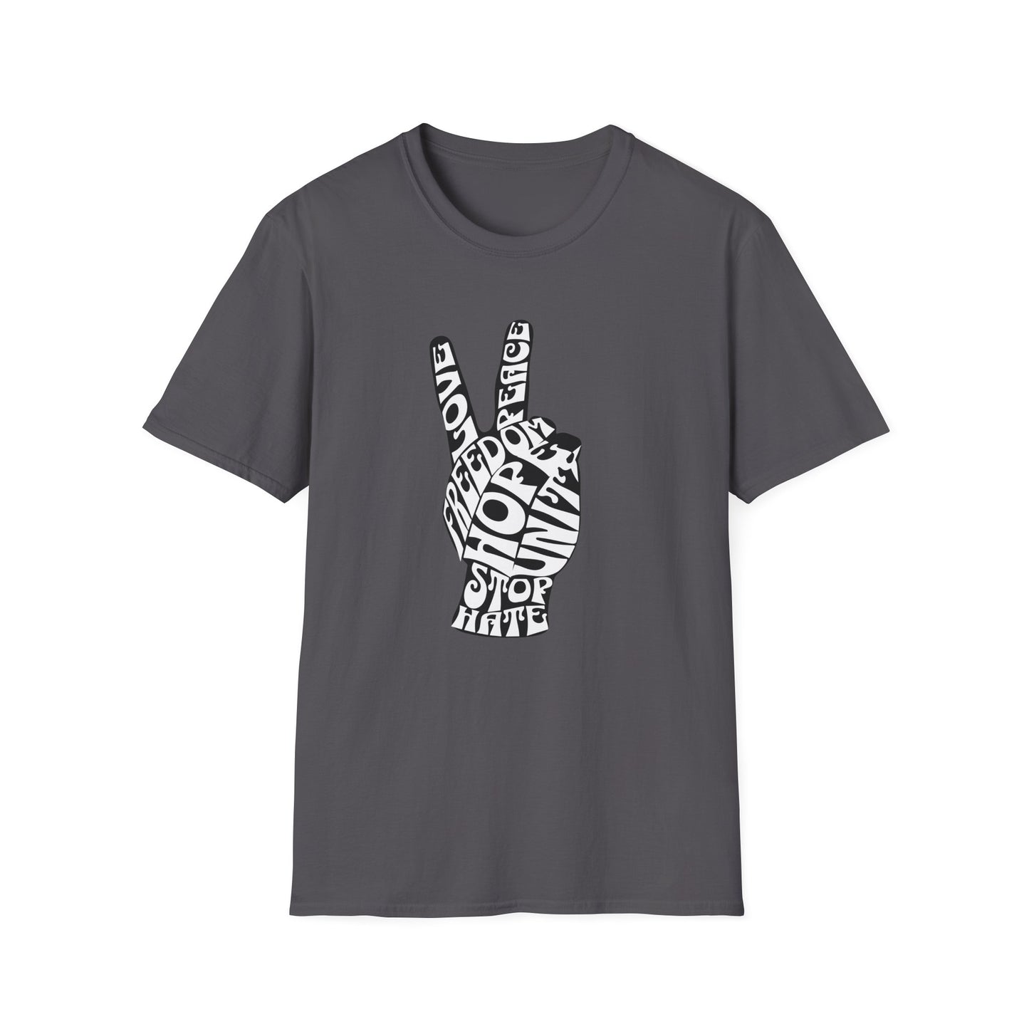 Peace Sign Word Art T-Shirt – Love, Unity & Equality Graphic Tee, "Peace Isn't Passive"