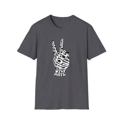 Peace Sign Word Art T-Shirt – Love, Unity & Equality Graphic Tee, "Peace Isn't Passive"