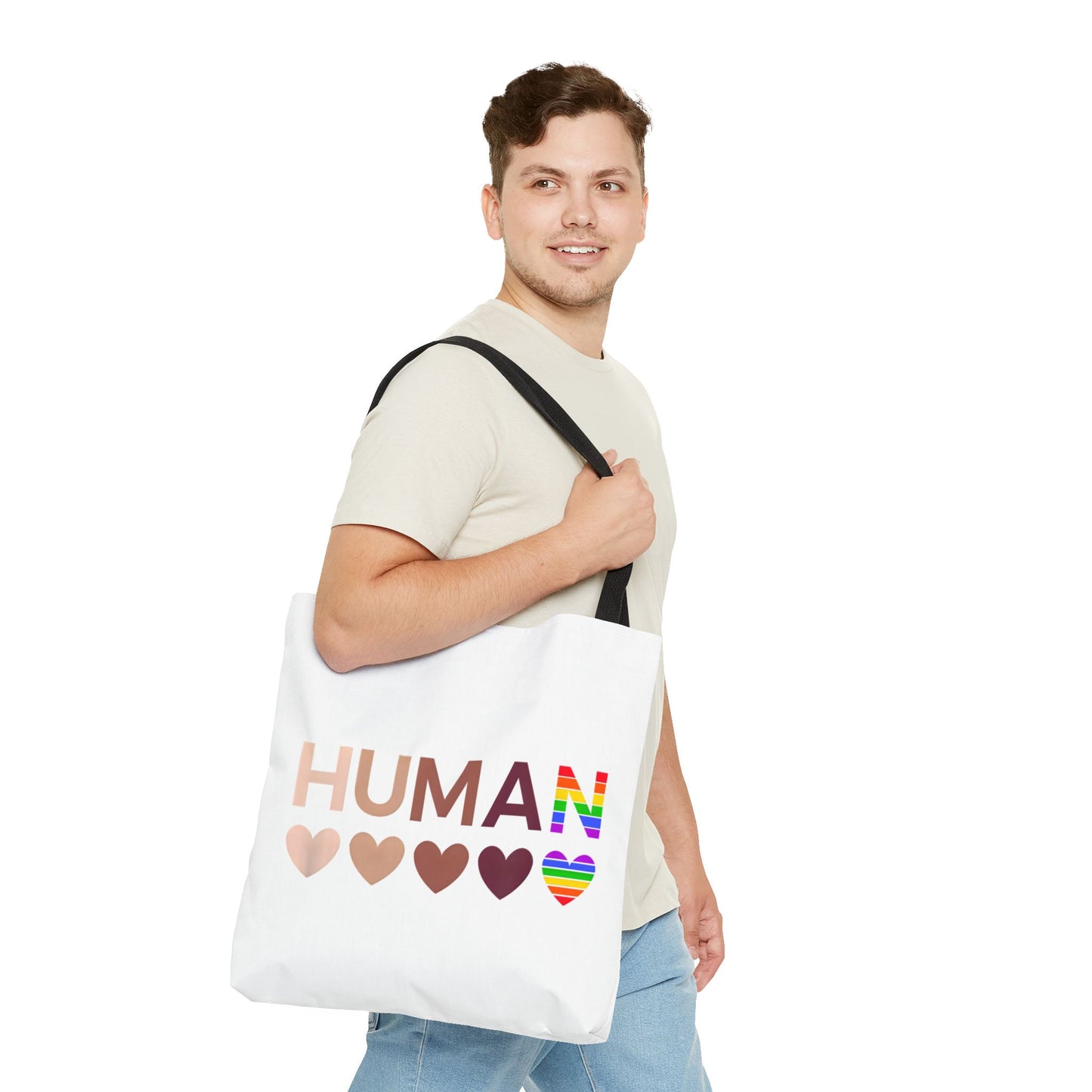 Human Unity Hearts Tote Bag — Refined Inclusive Statement (Gradient Edition)
