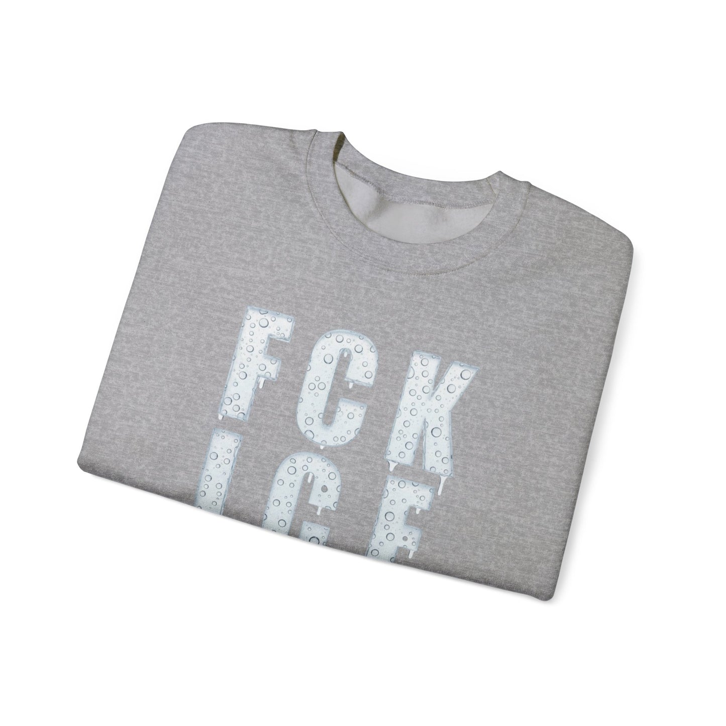 Crewneck Sweatshirt — 'FCK ICE' Distressed Iceberg Graphic