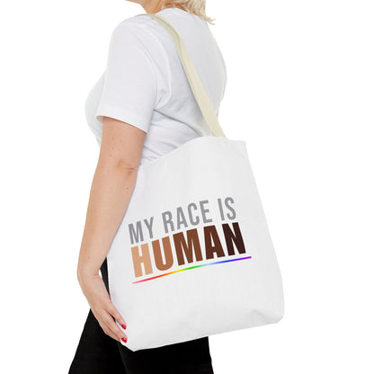 My Race Is Human Tote Bag – Equality, Unity & Diversity Canvas Tote