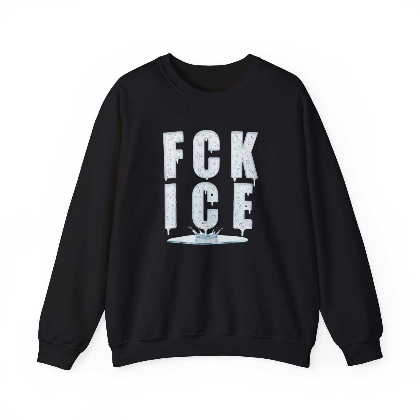 Crewneck Sweatshirt — 'FCK ICE' Distressed Iceberg Graphic