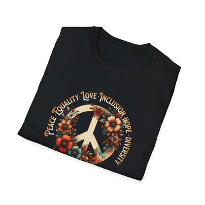 Flower Peace Sign 'Be Kind' Unisex Softstyle T-Shirt, Cute Graphic Tee, Peace Love T-Shirt, Kindness Shirt, Floral T-Shirt