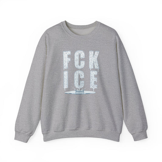 Crewneck Sweatshirt — 'FCK ICE' Distressed Iceberg Graphic