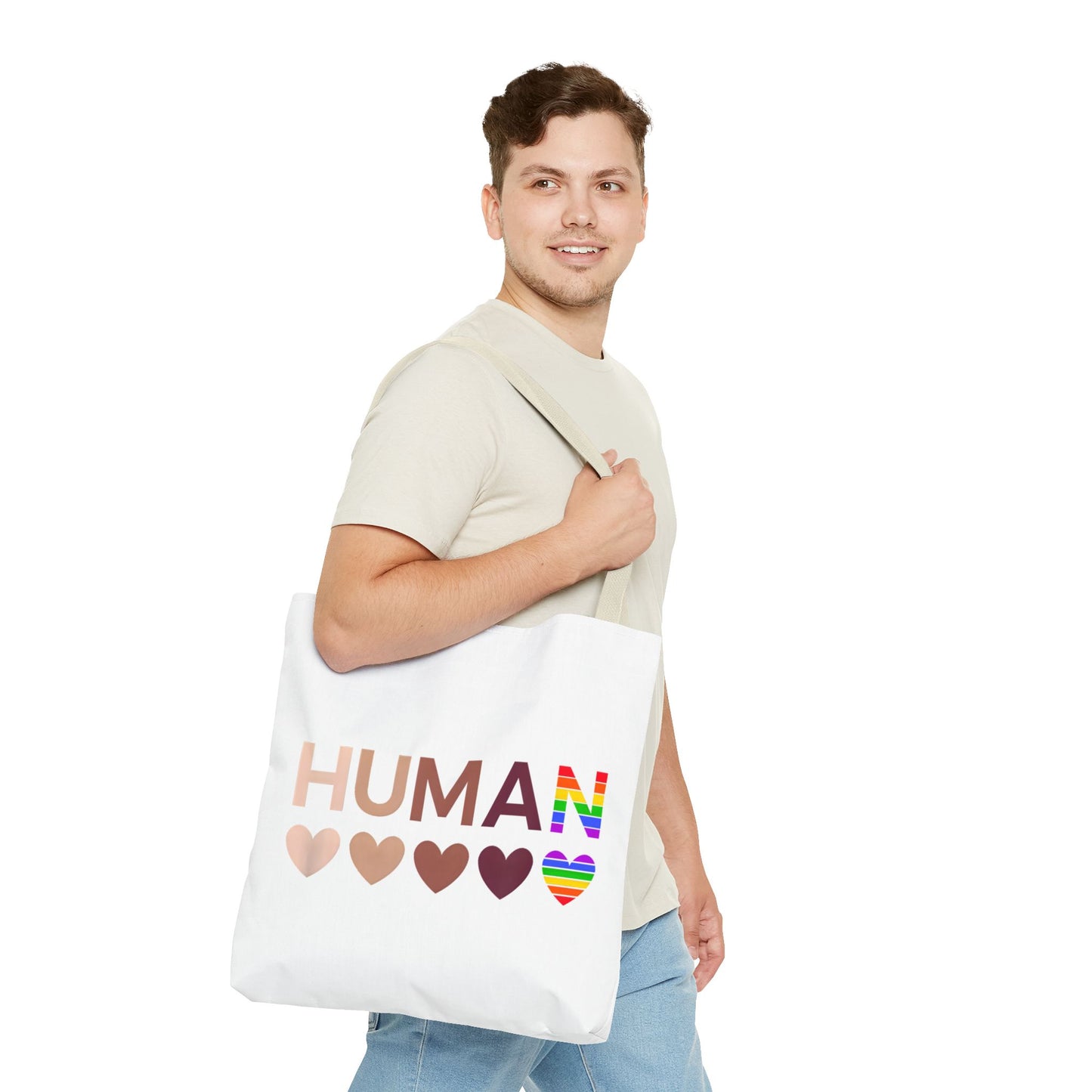 Human Unity Hearts Tote Bag — Refined Inclusive Statement (Gradient Edition)