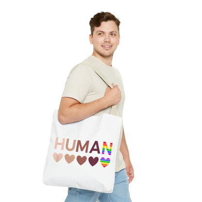 Human Unity Hearts Tote Bag — Refined Inclusive Statement (Gradient Edition)