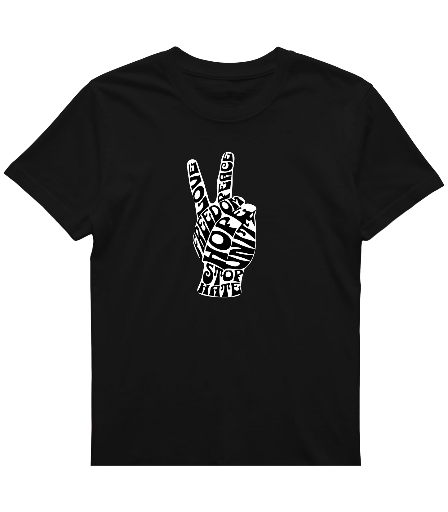 Peace Sign Word Art T-Shirt – Love, Unity & Equality Graphic Tee, "Peace Isn't Passive"