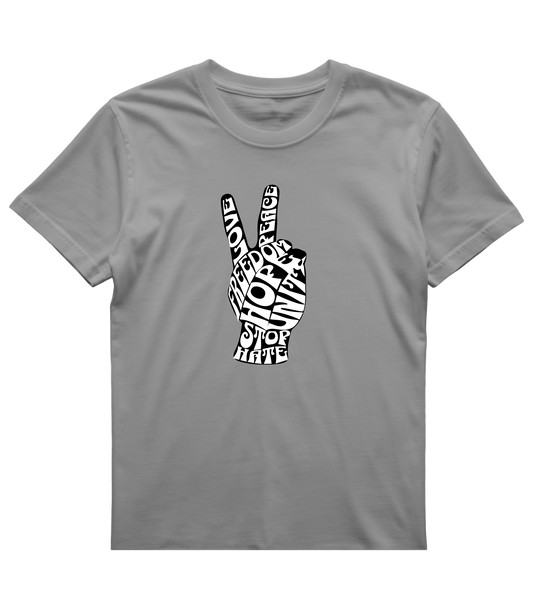 Peace Sign Word Art T-Shirt – Love, Unity & Equality Graphic Tee, "Peace Isn't Passive"