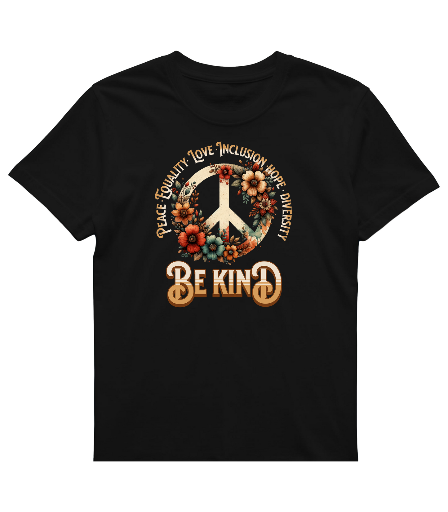 Flower Peace Sign 'Be Kind' Unisex Softstyle T-Shirt, Cute Graphic Tee, Peace Love T-Shirt, Kindness Shirt, Floral T-Shirt