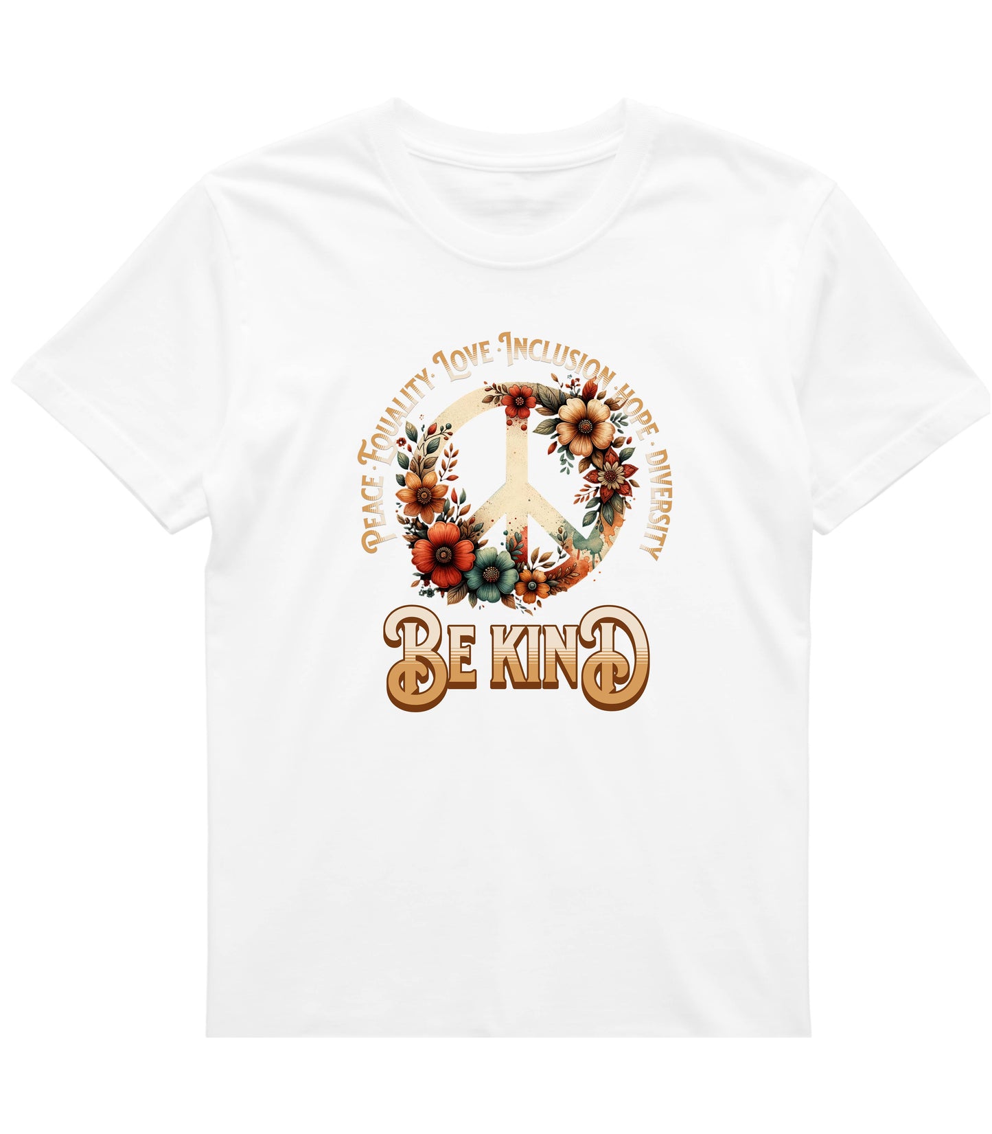 Flower Peace Sign 'Be Kind' Unisex Softstyle T-Shirt, Cute Graphic Tee, Peace Love T-Shirt, Kindness Shirt, Floral T-Shirt