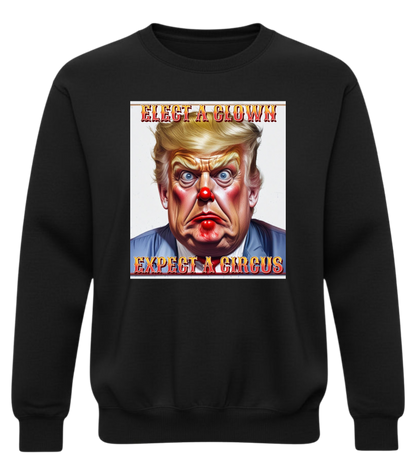 Elect a Clown Expect a Circus Sweatshirt – Political Caricature Statement