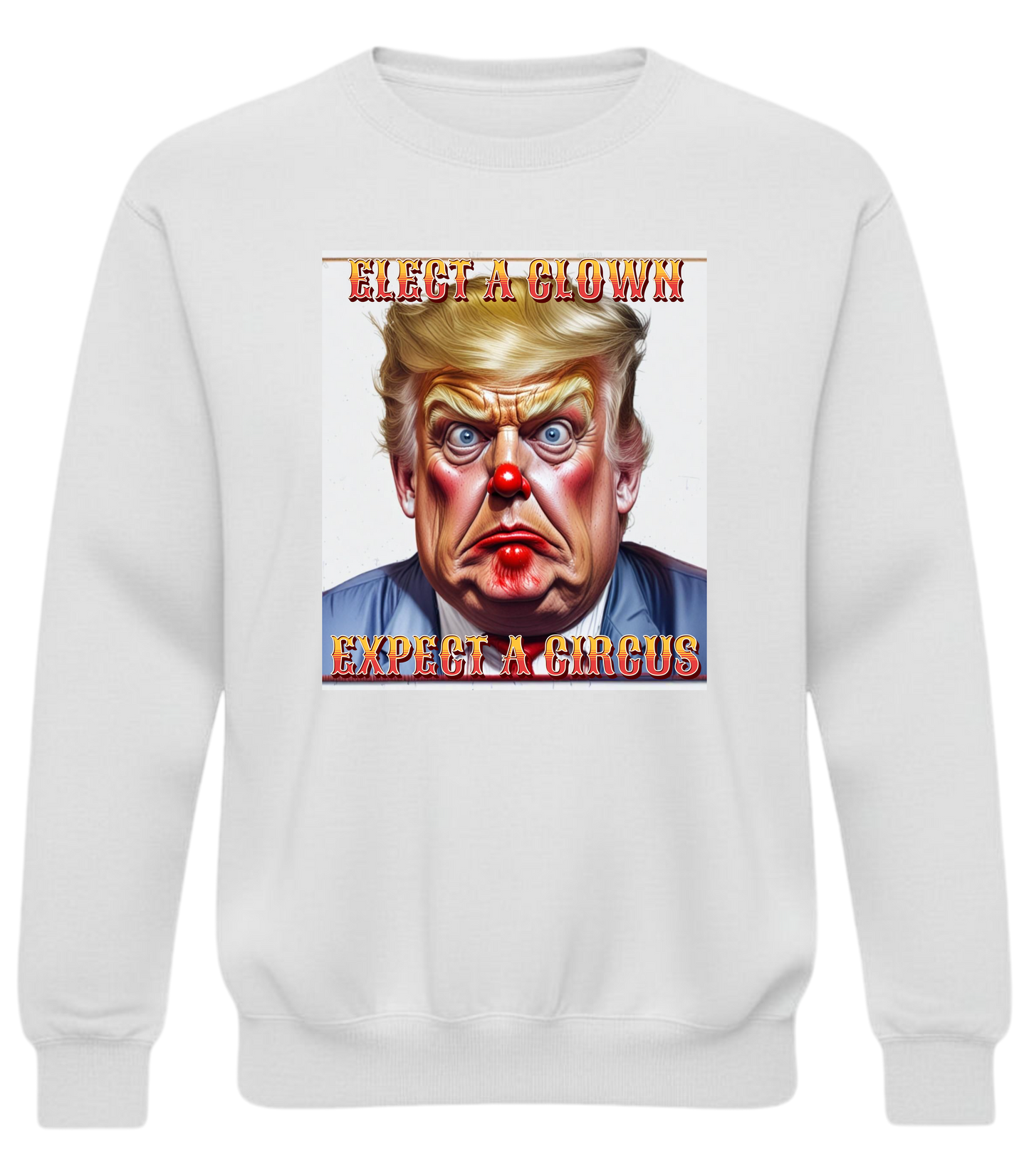 Elect a Clown Expect a Circus Sweatshirt – Political Caricature Statement