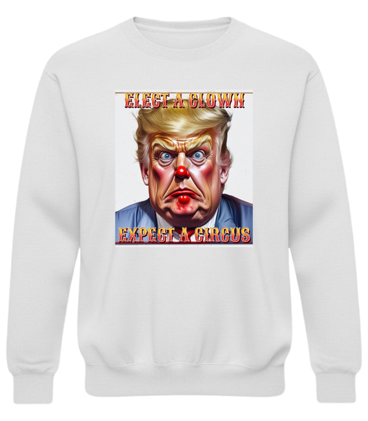 Elect a Clown Expect a Circus Sweatshirt – Political Caricature Statement
