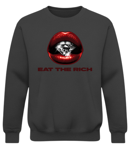 Eat The Rich | Red Lips Graphic Crewneck Sweatshirt
