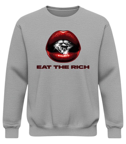Crewneck Sweatshirt - "Eat The Rich" Red Lips Graphic