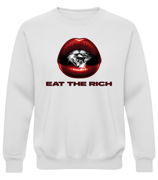 Crewneck Sweatshirt - "Eat The Rich" Red Lips Graphic