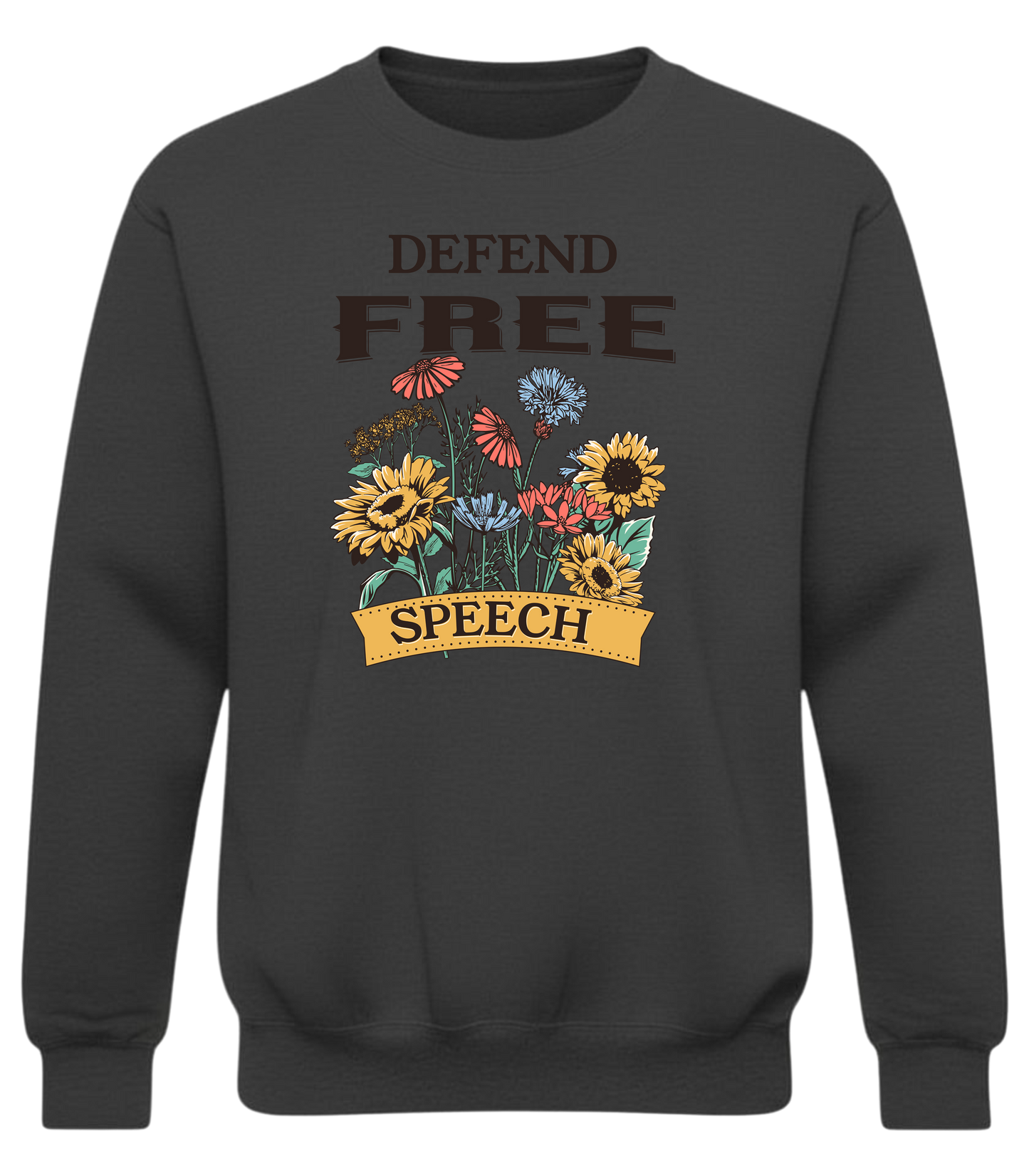 Defend Free Speech Floral Graphic Crewneck Sweatshirt