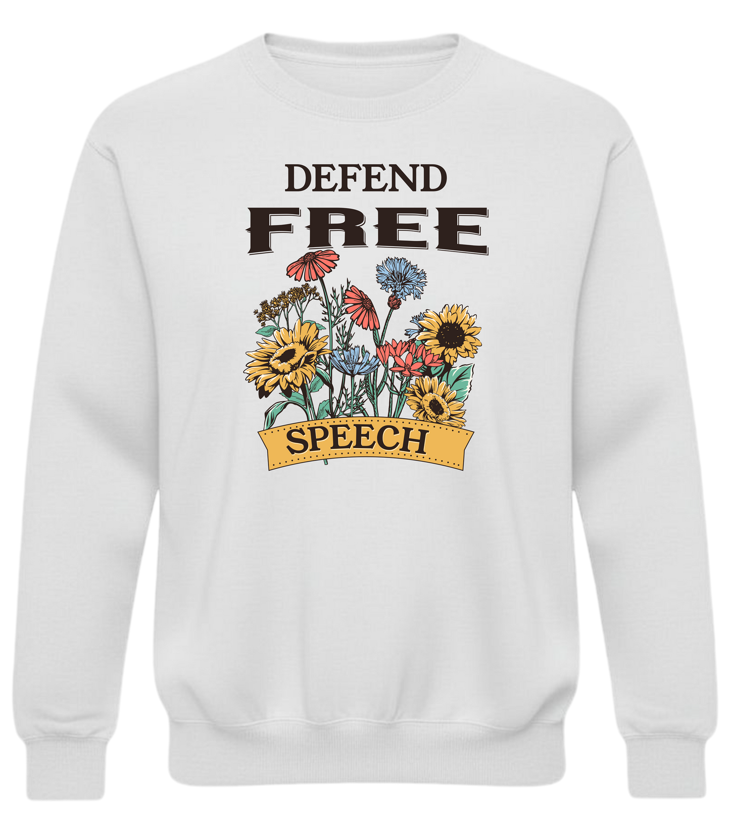 Defend Free Speech Floral Graphic Crewneck Sweatshirt