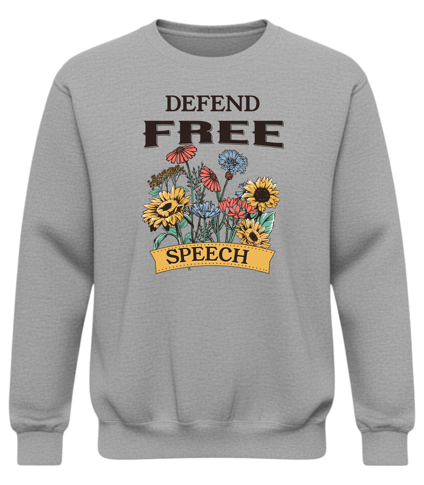 Defend Free Speech Floral Graphic Crewneck Sweatshirt