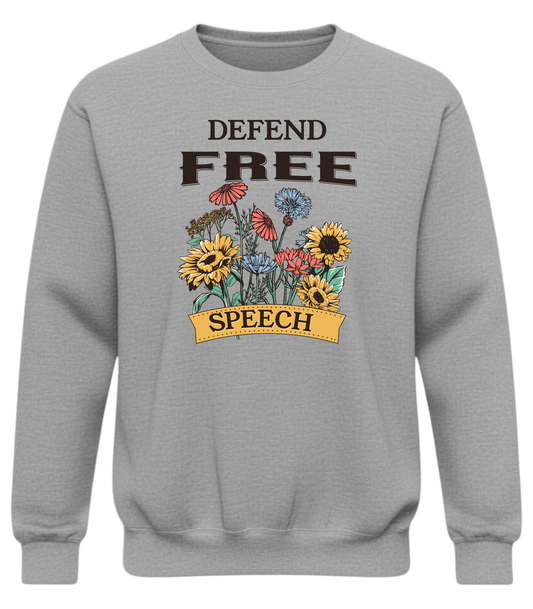 Defend Free Speech Floral Graphic Crewneck Sweatshirt
