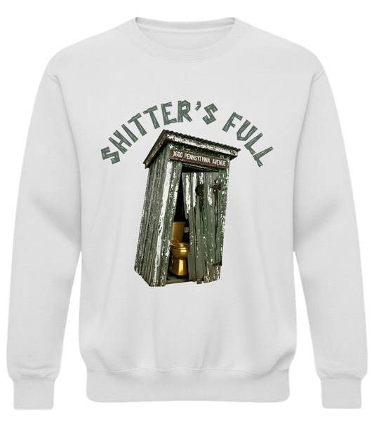 Shitter's Full Rustic Outhouse Graphic Crewneck
