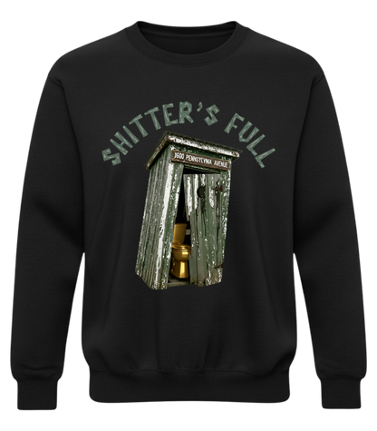 Shitter's Full Rustic Outhouse Graphic Crewneck