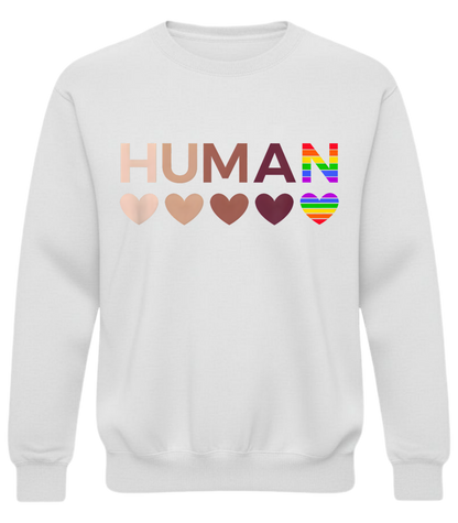 HUMAN Equality Shirt – Inclusive Hearts & Rainbow Love Graphic Tee