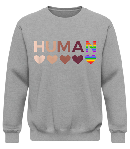 HUMAN Equality Shirt – Inclusive Hearts & Rainbow Love Graphic Tee