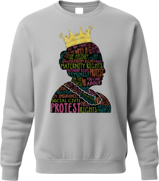 RBG Rights & Resistance Sweatshirt – Feminist Protest Word Art Tee