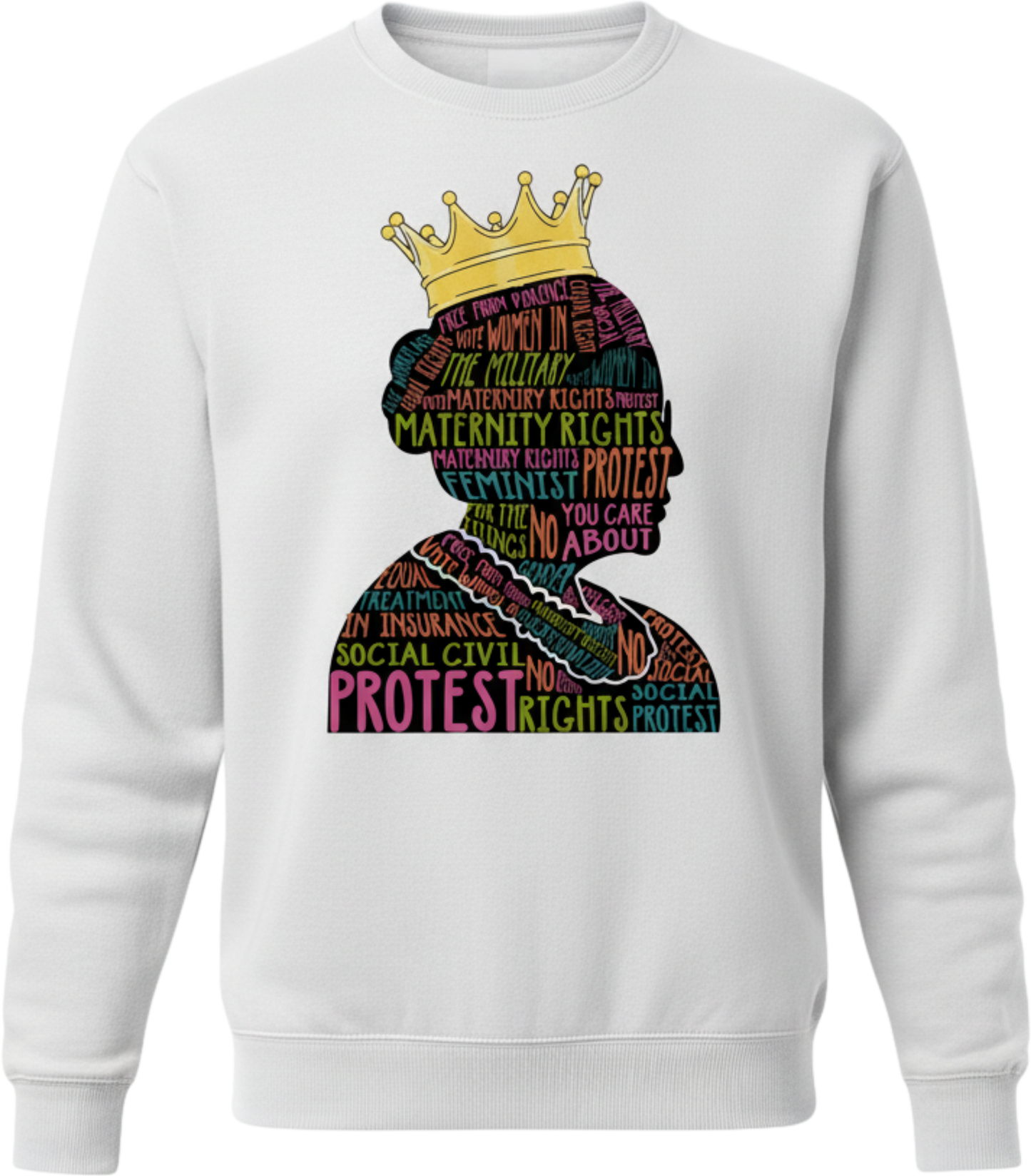 RBG Rights & Resistance Sweatshirt – Feminist Protest Word Art Tee