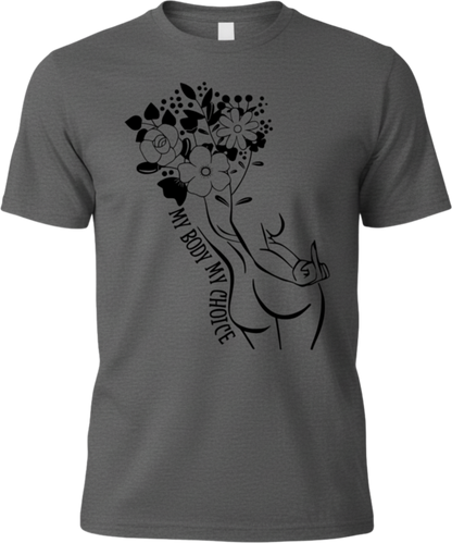 T-Shirt — "My Body My Choice" Floral Line Art Tee