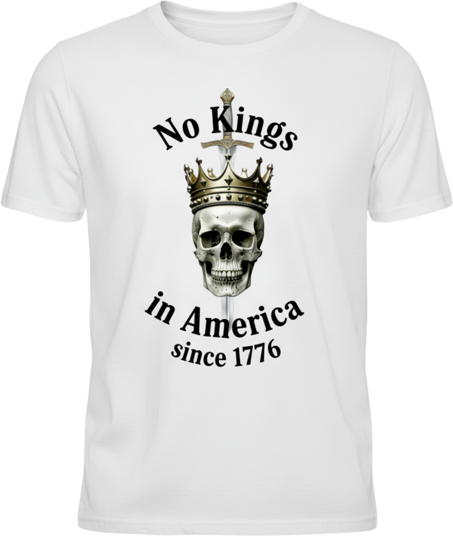 T-Shirt — "No Kings in America Since 1776" Patriotic Skull Crown Tee