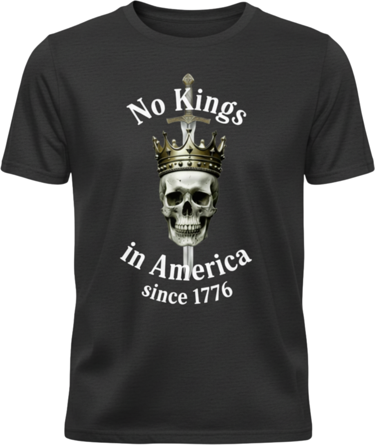 T-Shirt — "No Kings in America Since 1776" Patriotic Skull Crown Tee
