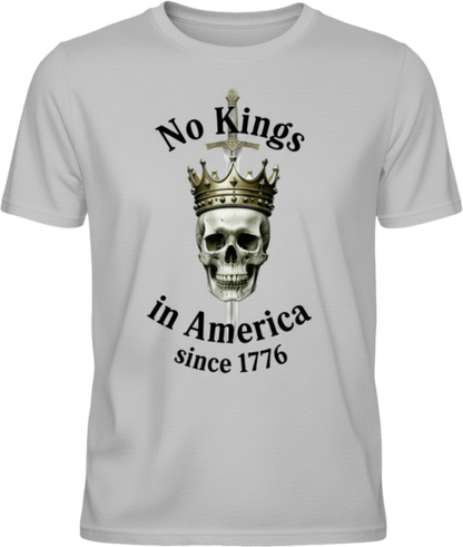 T-Shirt — "No Kings in America Since 1776" Patriotic Skull Crown Tee