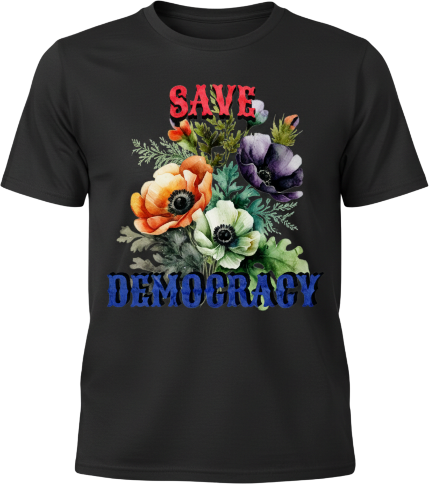 Save Democracy Floral Tee – Feminine Power Meets Civic Pride